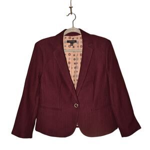 ANN TAYLOR $169 Burgundy Newbury Tweed Blazer Tailored Jacket Size 4